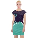 Colorful Background, Material Design, Geometric Shapes Cap Sleeve Bodycon Dress