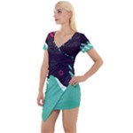 Colorful Background, Material Design, Geometric Shapes Short Sleeve Asymmetric Mini Dress