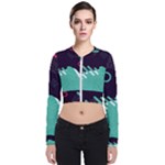 Colorful Background, Material Design, Geometric Shapes Long Sleeve Zip Up Bomber Jacket