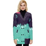 Colorful Background, Material Design, Geometric Shapes Button Up Hooded Coat 