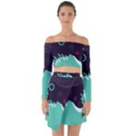Colorful Background, Material Design, Geometric Shapes Off Shoulder Top with Skirt Set