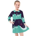 Colorful Background, Material Design, Geometric Shapes Kids  Quarter Sleeve Shirt Dress
