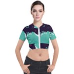 Colorful Background, Material Design, Geometric Shapes Short Sleeve Cropped Jacket