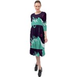 Colorful Background, Material Design, Geometric Shapes Ruffle End Midi Chiffon Dress