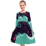 Colorful Background, Material Design, Geometric Shapes Kids  Midi Sailor Dress