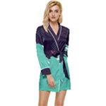 Colorful Background, Material Design, Geometric Shapes Long Sleeve Satin Robe