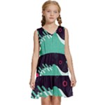 Colorful Background, Material Design, Geometric Shapes Kids  Sleeveless Tiered Mini Dress