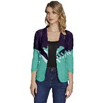 Colorful Background, Material Design, Geometric Shapes Women s One-Button 3/4 Sleeve Short Jacket