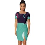 Colorful Background, Material Design, Geometric Shapes Fitted Knot Split End Bodycon Dress
