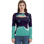 Colorful Background, Material Design, Geometric Shapes Women s Cut Out Long Sleeve T-Shirt