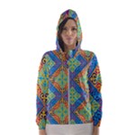 Colorful Floral Ornament, Floral Patterns Women s Hooded Windbreaker