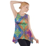 Colorful Floral Ornament, Floral Patterns Side Drop Tank Tunic