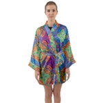Colorful Floral Ornament, Floral Patterns Long Sleeve Satin Kimono