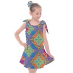 Colorful Floral Ornament, Floral Patterns Kids  Tie Up Tunic Dress