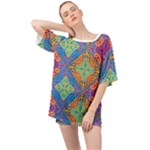 Colorful Floral Ornament, Floral Patterns Oversized Chiffon Top