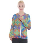 Colorful Floral Ornament, Floral Patterns Casual Zip Up Jacket