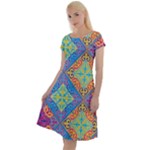 Colorful Floral Ornament, Floral Patterns Classic Short Sleeve Dress