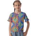 Colorful Floral Ornament, Floral Patterns Kids  Cuff Sleeve Scrunch Bottom T-Shirt
