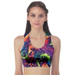 Colorful Floral Patterns, Abstract Floral Background Fitness Sports Bra