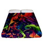 Colorful Floral Patterns, Abstract Floral Background Fitted Sheet (Queen Size)
