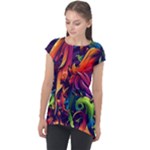 Colorful Floral Patterns, Abstract Floral Background Cap Sleeve High Low Top