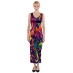 Colorful Floral Patterns, Abstract Floral Background Fitted Maxi Dress