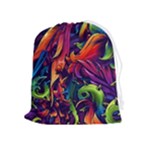 Colorful Floral Patterns, Abstract Floral Background Drawstring Pouch (XL)