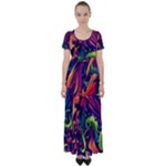 Colorful Floral Patterns, Abstract Floral Background High Waist Short Sleeve Maxi Dress