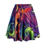Colorful Floral Patterns, Abstract Floral Background High Waist Skirt