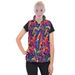 Colorful Floral Patterns, Abstract Floral Background Women s Button Up Vest