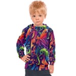 Colorful Floral Patterns, Abstract Floral Background Kids  Hooded Pullover