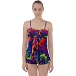 Colorful Floral Patterns, Abstract Floral Background Babydoll Tankini Set