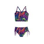 Colorful Floral Patterns, Abstract Floral Background Girls  Tankini Swimsuit