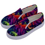 Colorful Floral Patterns, Abstract Floral Background Kids  Canvas Slip Ons