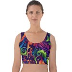 Colorful Floral Patterns, Abstract Floral Background Velvet Crop Top