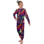 Colorful Floral Patterns, Abstract Floral Background Kids  Long Sleeve Set 