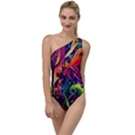 Colorful Floral Patterns, Abstract Floral Background To One Side Swimsuit