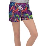 Colorful Floral Patterns, Abstract Floral Background Women s Velour Lounge Shorts