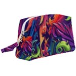 Colorful Floral Patterns, Abstract Floral Background Wristlet Pouch Bag (Large)