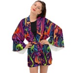 Colorful Floral Patterns, Abstract Floral Background Long Sleeve Kimono