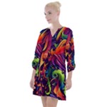 Colorful Floral Patterns, Abstract Floral Background Open Neck Shift Dress