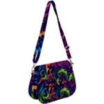 Colorful Floral Patterns, Abstract Floral Background Saddle Handbag