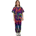 Colorful Floral Patterns, Abstract Floral Background Kids  T-Shirt and Pants Sports Set