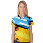 Colorful Paint Strokes V-Neck Sport Mesh T-Shirt