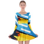 Colorful Paint Strokes Long Sleeve Skater Dress
