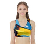 Colorful Paint Strokes Sports Bra with Border