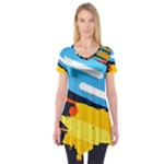 Colorful Paint Strokes Short Sleeve Tunic 