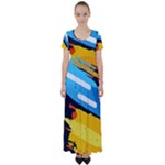 Colorful Paint Strokes High Waist Short Sleeve Maxi Dress
