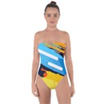 Colorful Paint Strokes Tie Back One Piece Swimsuit