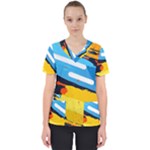 Colorful Paint Strokes Women s V-Neck Scrub Top